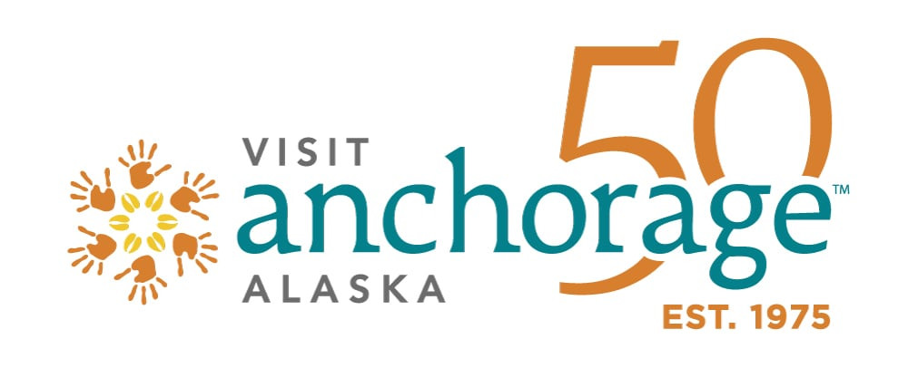 Visit Anchorage Alaska (50 Years Logo) established in 1975.